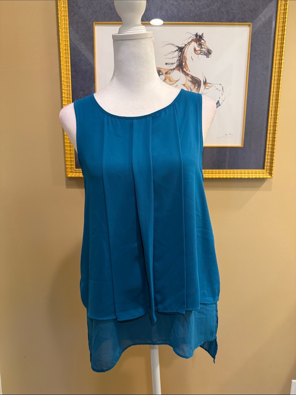 HD in Paris from Anthropologie Teal Layered Chiffon Sleeveless Camisole